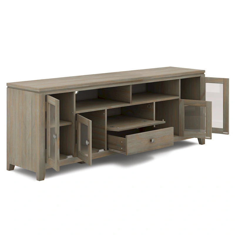 Meuble TV de style moderne en bois massif de 72 pouces de large