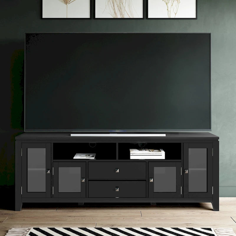 Meuble TV de style moderne en bois massif de 72 pouces de large