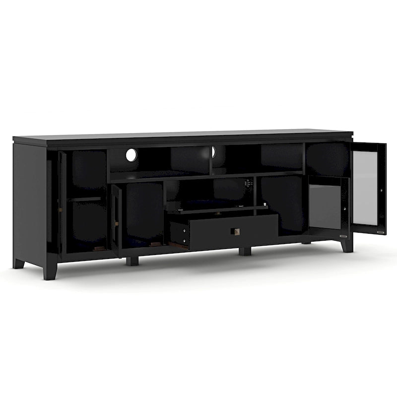 Meuble TV de style moderne en bois massif de 72 pouces de large