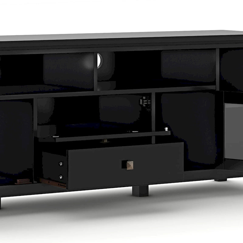 Meuble TV de style moderne en bois massif de 72 pouces de large