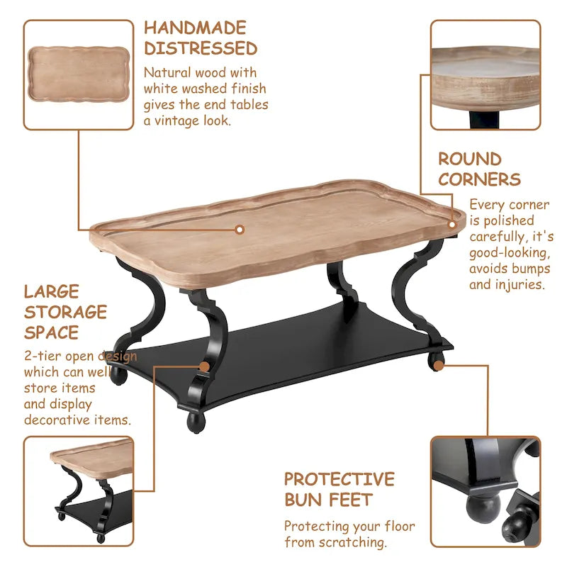 Table basse rustique de style campagnard