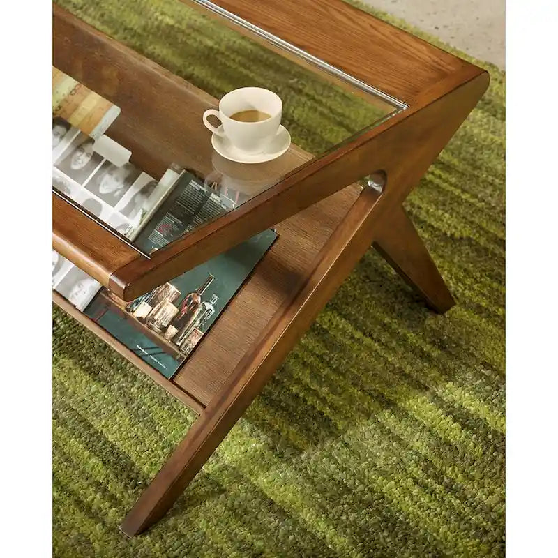Table basse en bois et verre trempé