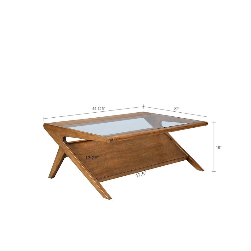 Table basse en bois et verre trempé