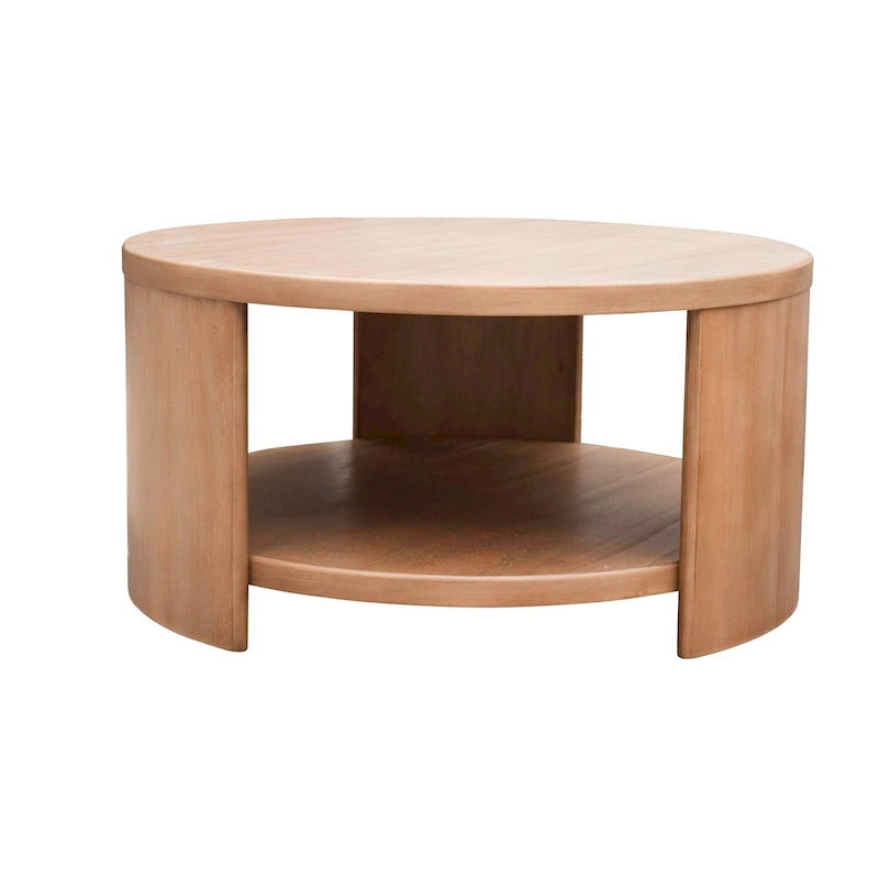 Table basse ronde avec étagère