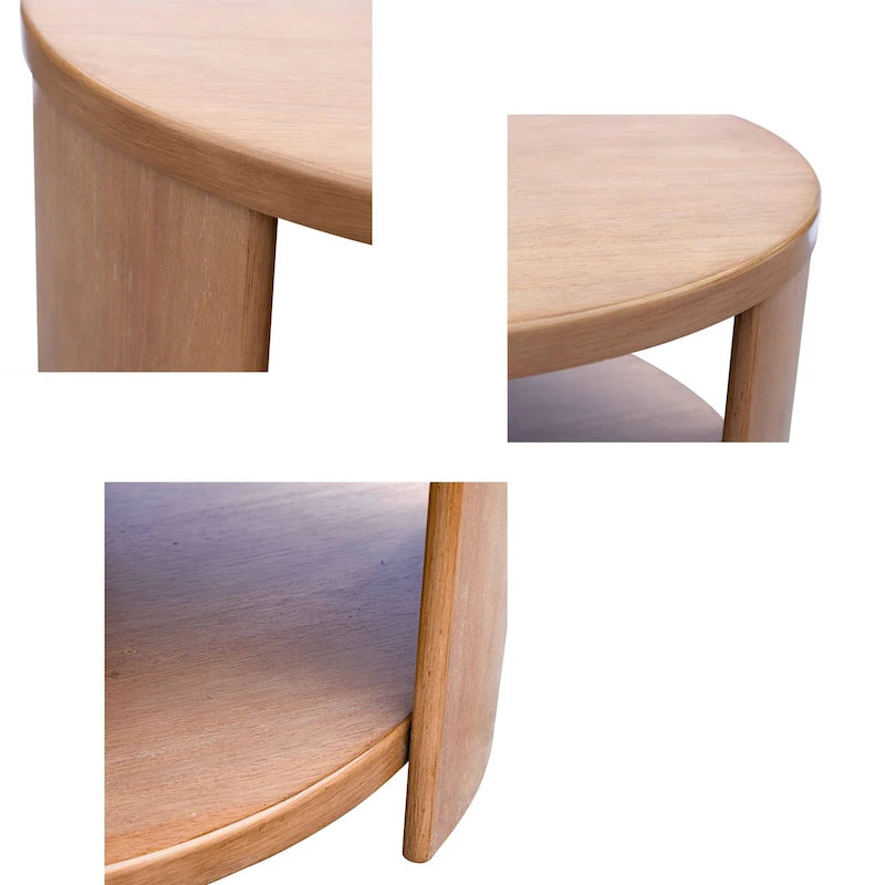 Table basse ronde avec étagère