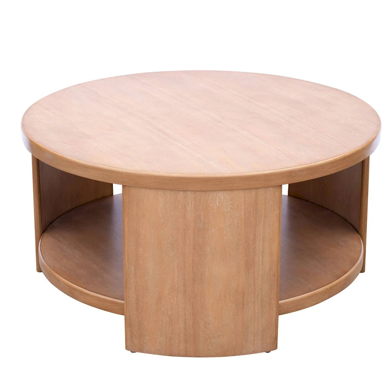 Table basse ronde avec étagère