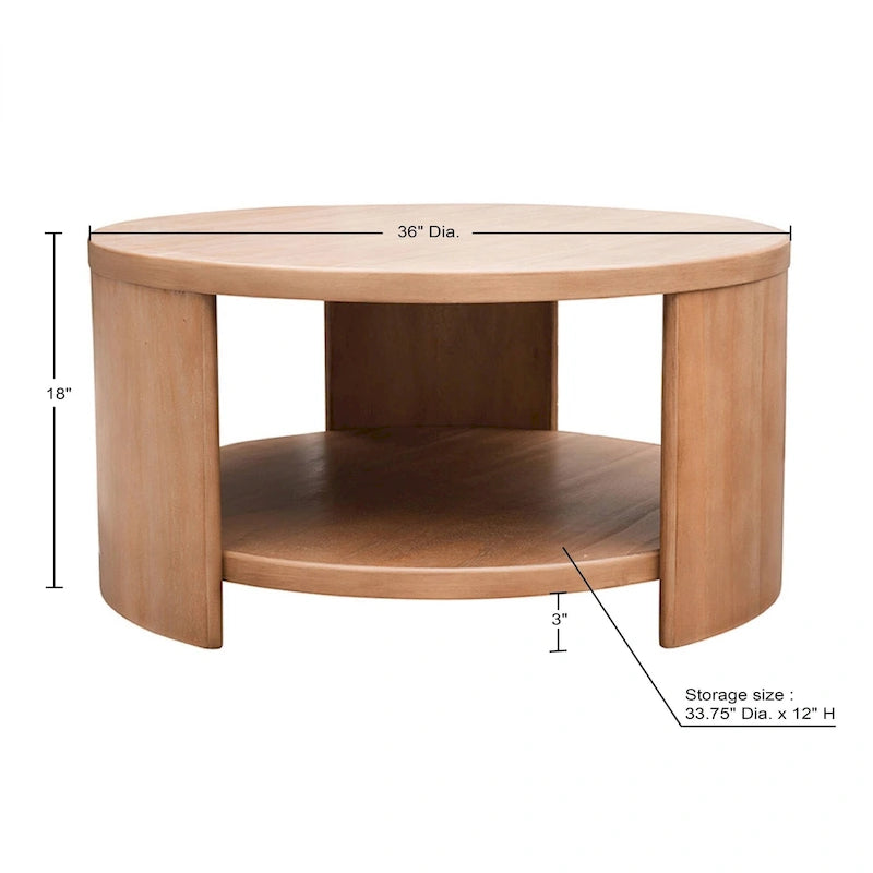 Table basse ronde avec étagère