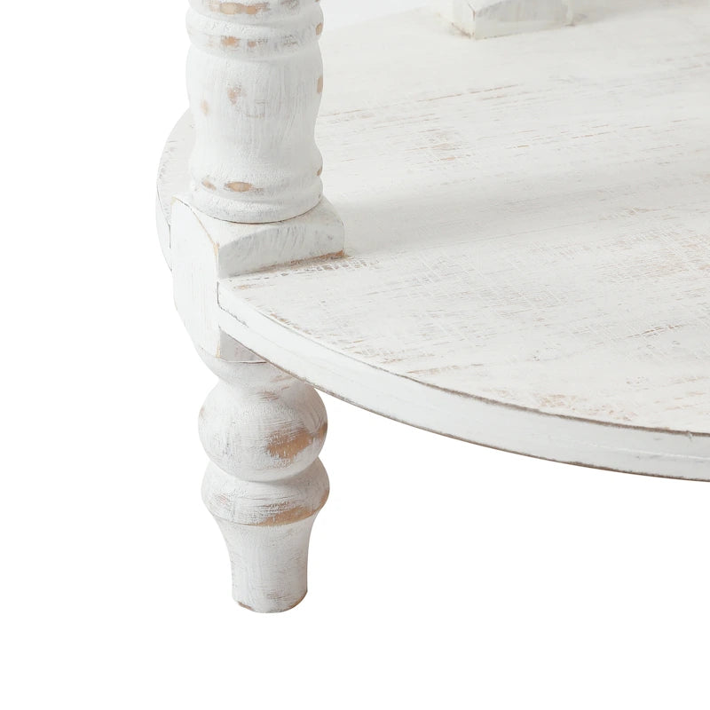 Table d'appoint ronde en bois naturel et vieilli (avec rangement)