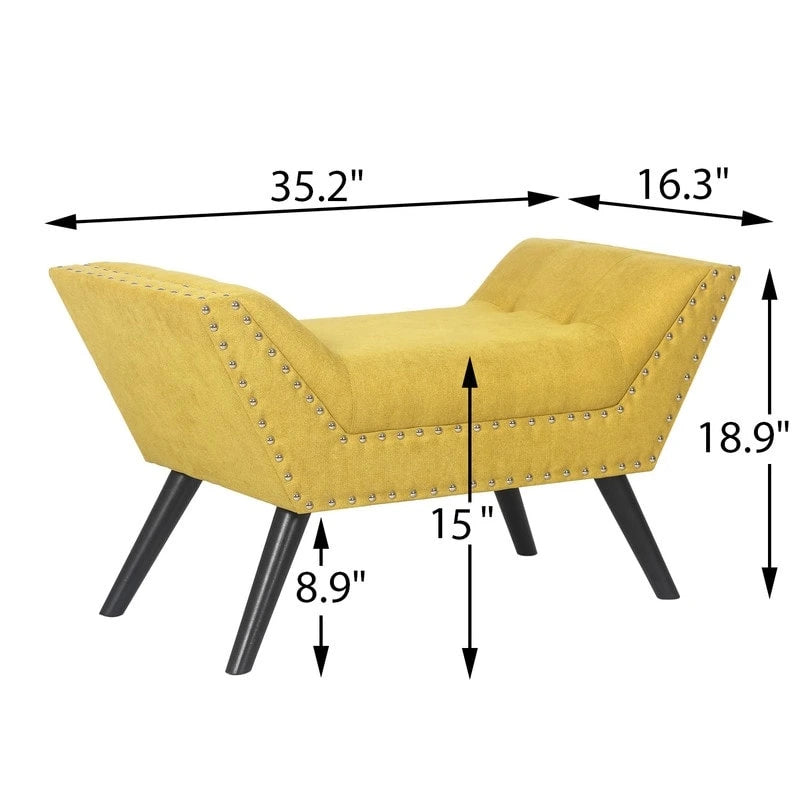 Banc de lit d'appoint contemporain rembourré en tissu et ottoman moderne