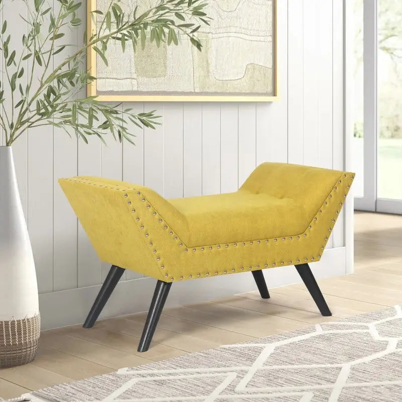 Banc de lit d'appoint contemporain rembourré en tissu et ottoman moderne