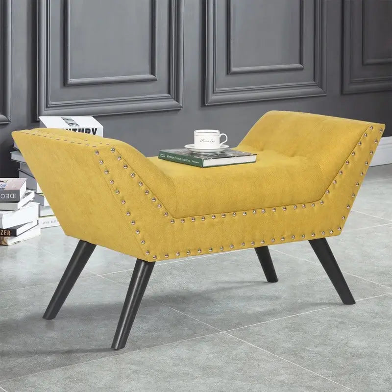 Banc de lit d'appoint contemporain rembourré en tissu et ottoman moderne