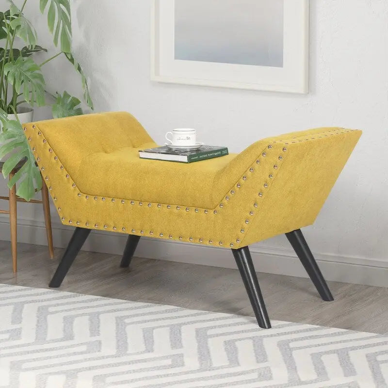 Banc de lit d'appoint contemporain rembourré en tissu et ottoman moderne
