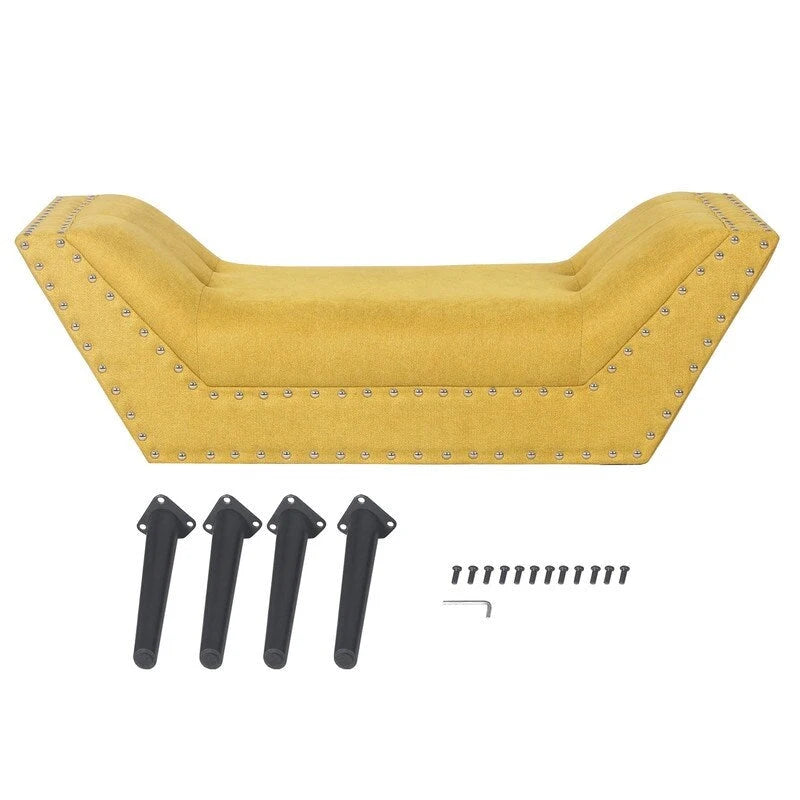 Banc de lit d'appoint contemporain rembourré en tissu et ottoman moderne