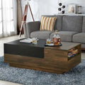 Table basse transitionnelle brune de 47 pouces avec plateau coulissant à couche unique