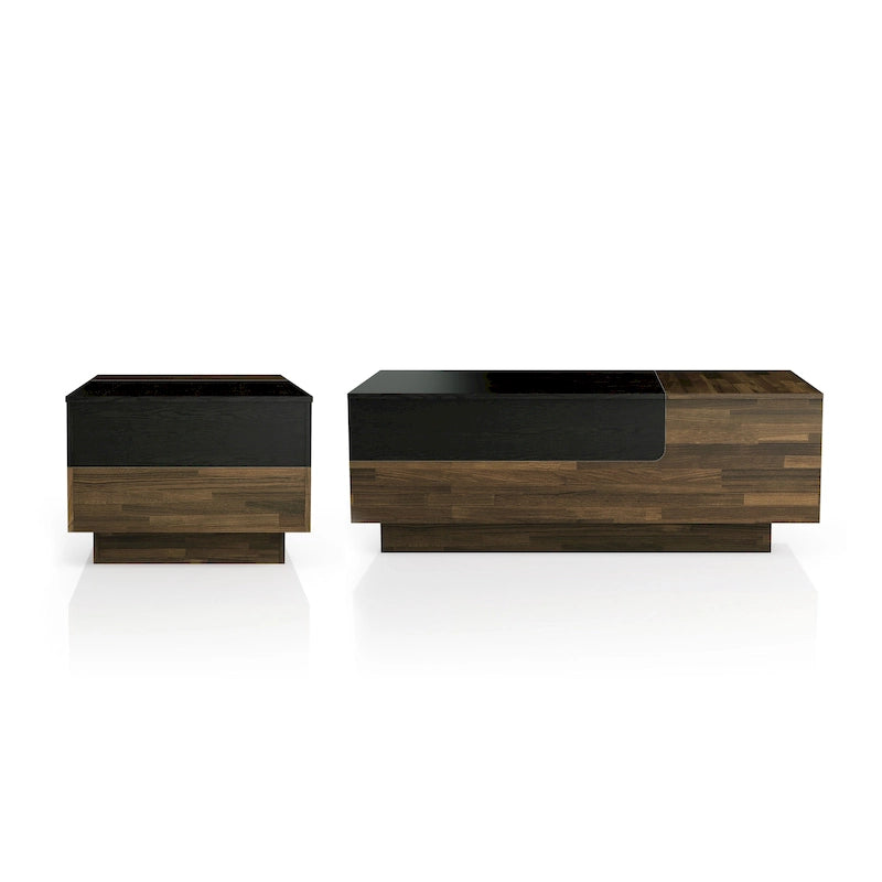 Table basse transitionnelle brune de 47 pouces avec plateau coulissant à couche unique