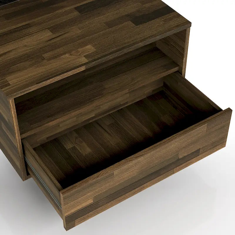 Table basse transitionnelle brune de 47 pouces avec plateau coulissant à couche unique