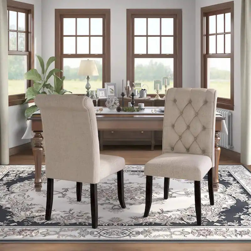 Chaises de salle à manger capitonnées en tissu de style ferme de campagne (lot de 2)