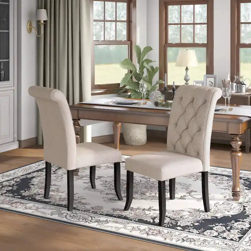 Chaises de salle à manger capitonnées en tissu de style ferme de campagne (lot de 2)