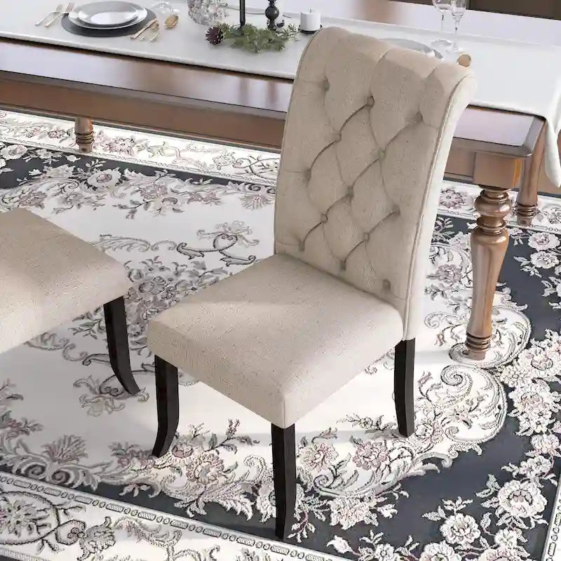 Chaises de salle à manger capitonnées en tissu de style ferme de campagne (lot de 2)