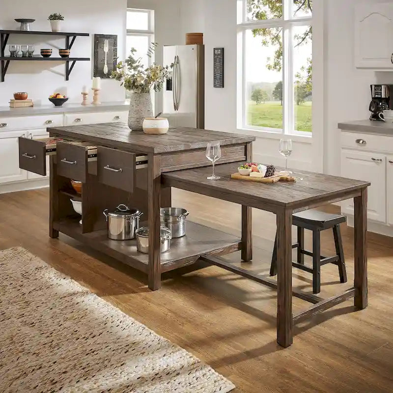 Îlot de cuisine extensible au style vieilli