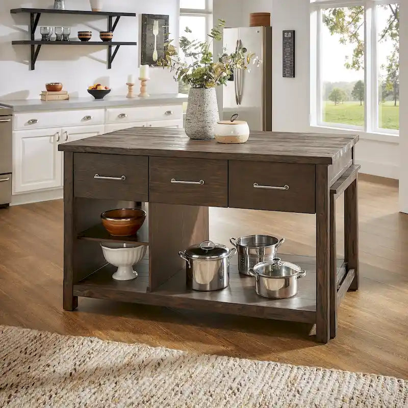 Îlot de cuisine extensible au style vieilli