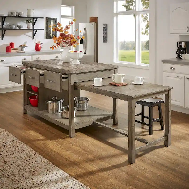 Îlot de cuisine extensible au style vieilli