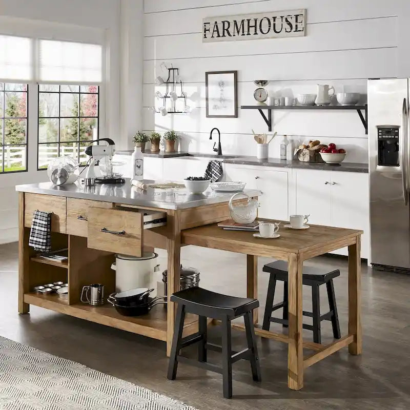 Îlot de cuisine extensible au style vieilli