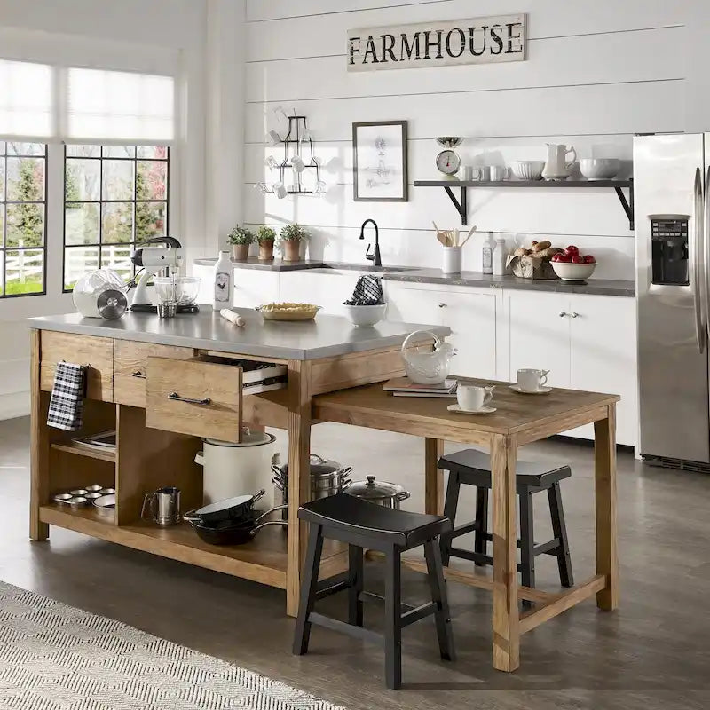 Îlot de cuisine extensible au style vieilli