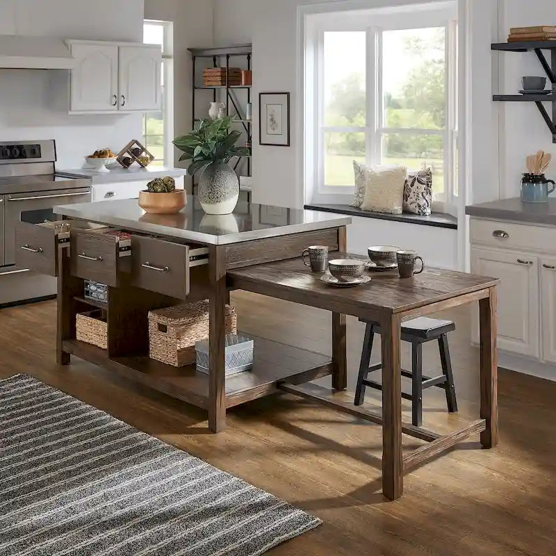 Îlot de cuisine extensible au style vieilli