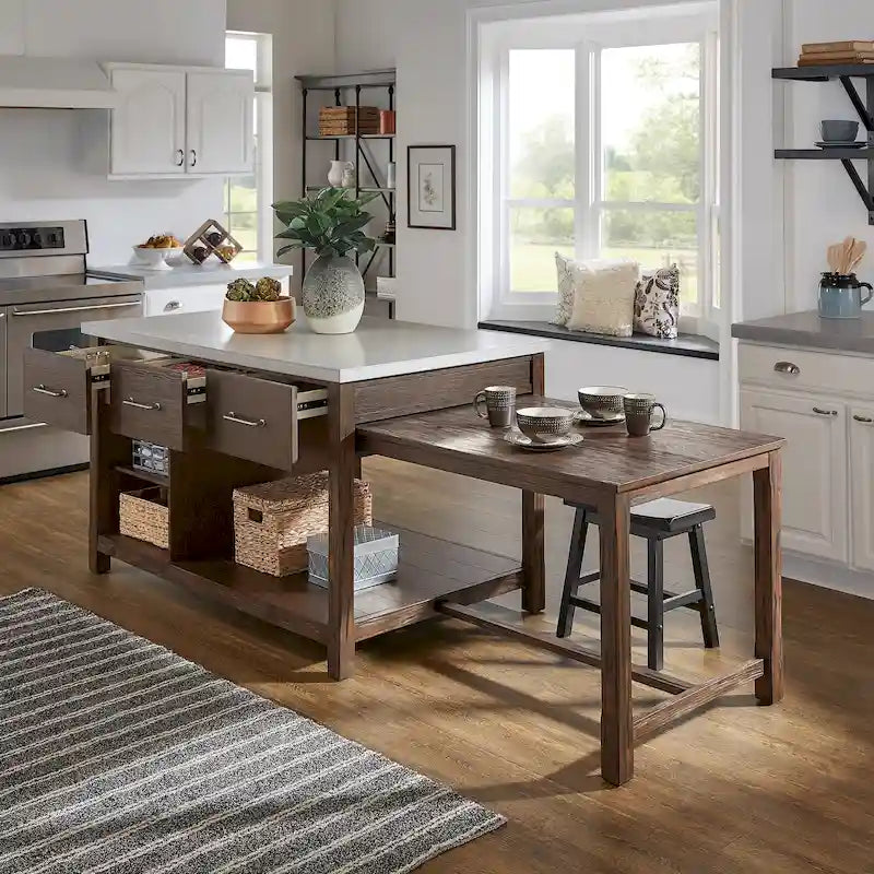 Îlot de cuisine extensible au style vieilli