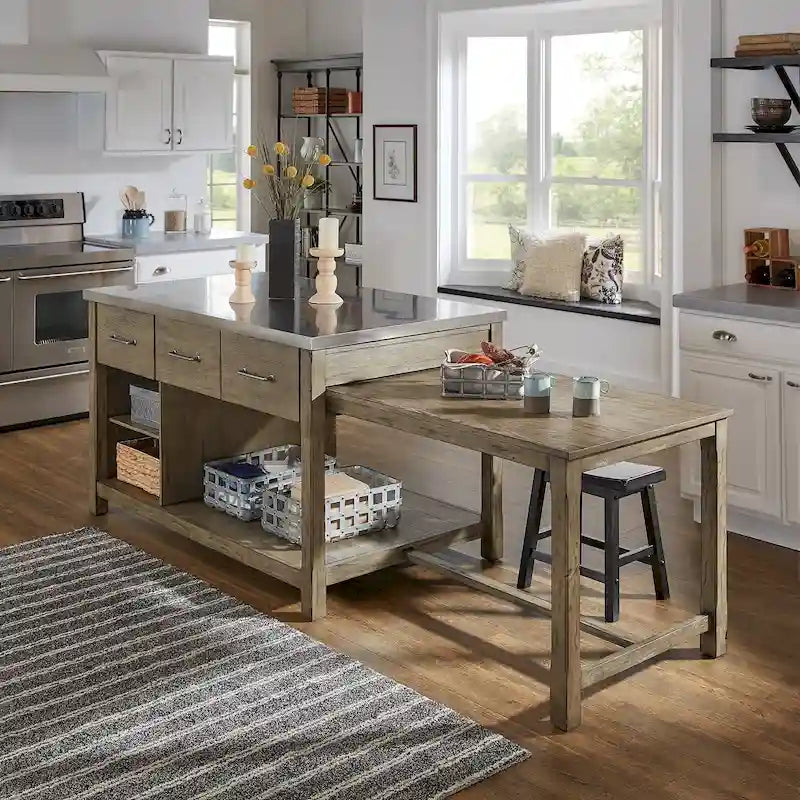 Îlot de cuisine extensible au style vieilli