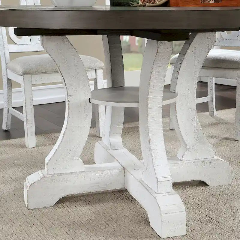 Table à manger ronde en bois massif de 54 pouces