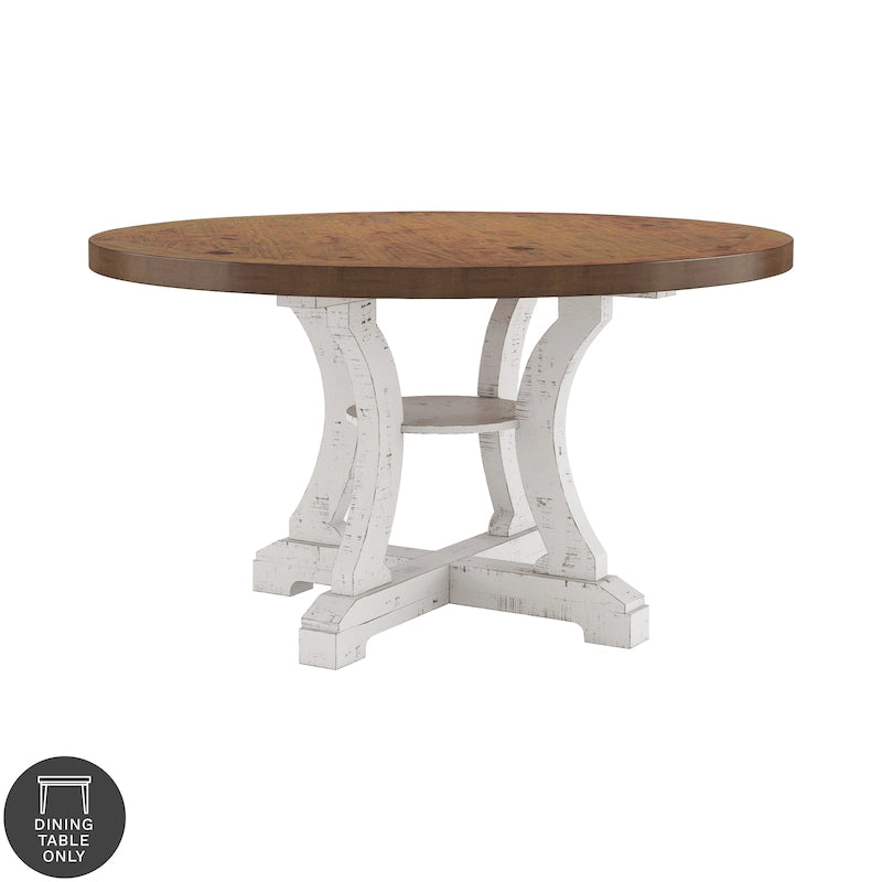 Table à manger ronde en bois massif de 54 pouces