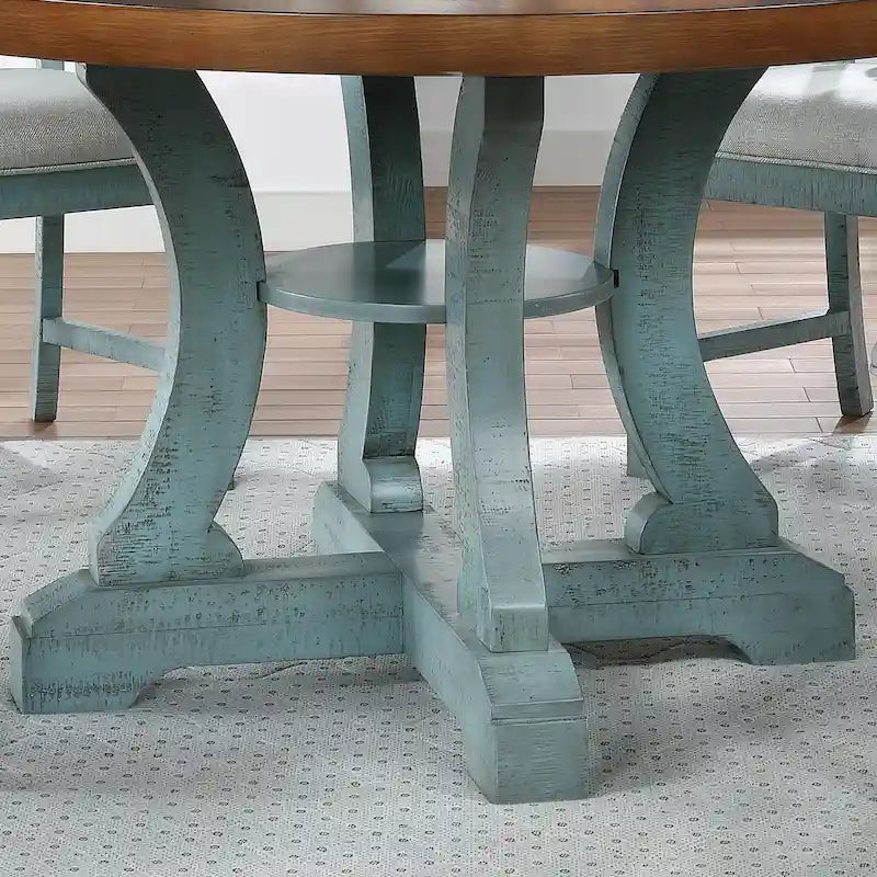 Table à manger ronde en bois massif de 54 pouces