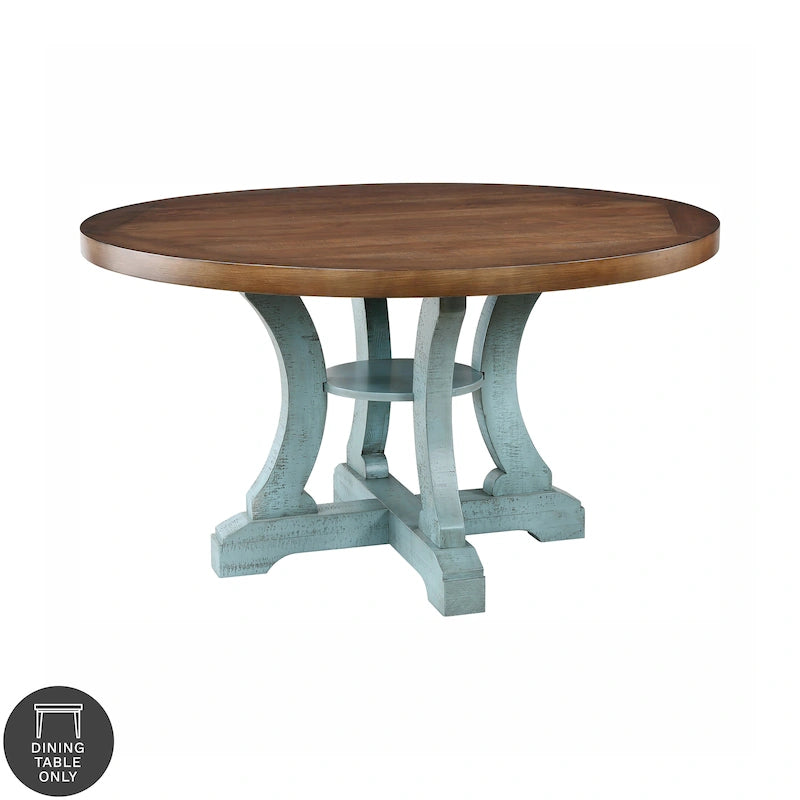 Table à manger ronde en bois massif de 54 pouces