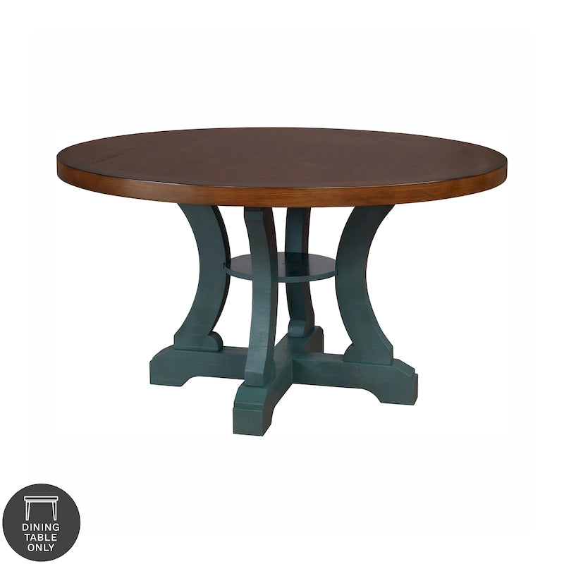 Table à manger ronde en bois massif de 54 pouces