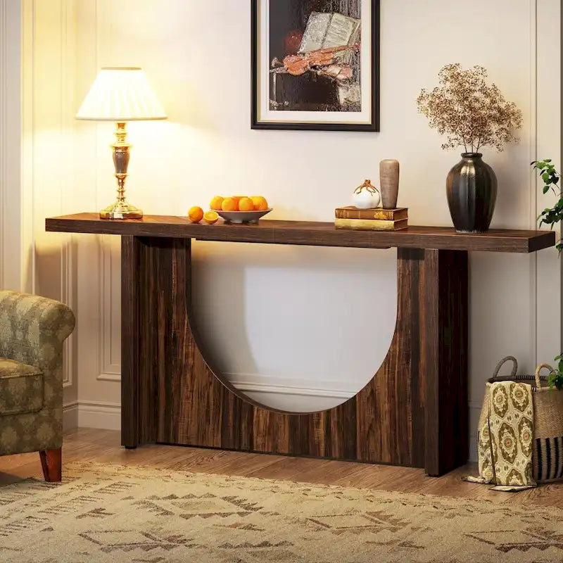 Console de ferme extra longue, Table d'entrée vintage, Table d'appoint de couloir en bois