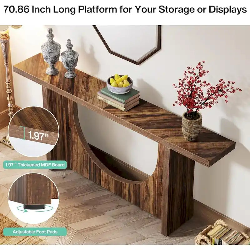 Console de ferme extra longue, Table d'entrée vintage, Table d'appoint de couloir en bois