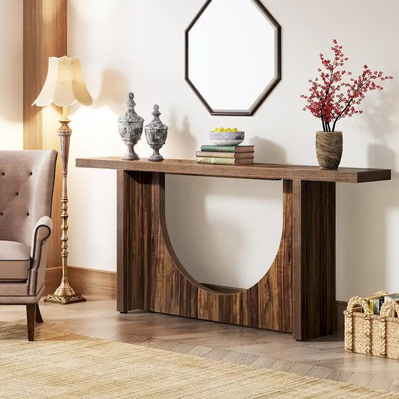 Console de ferme extra longue, Table d'entrée vintage, Table d'appoint de couloir en bois