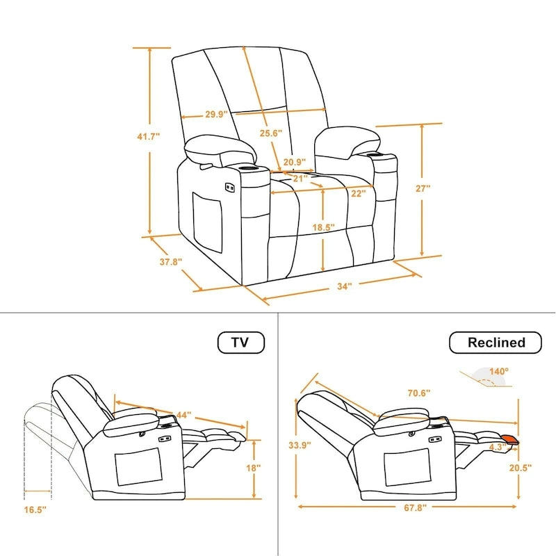 Fauteuil inclinable électrique massant et chauffant