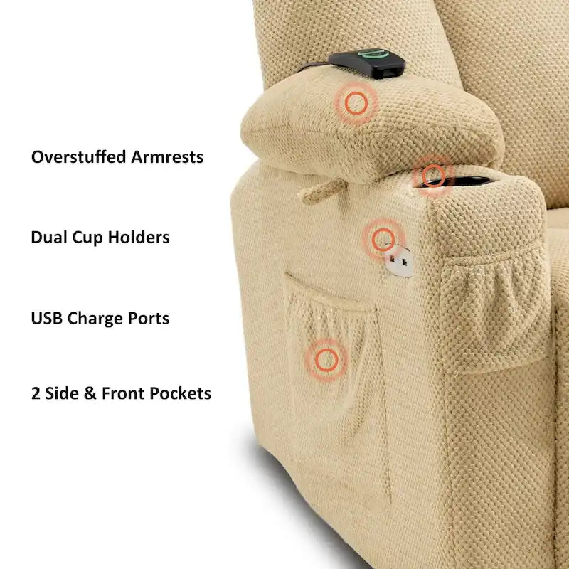 Fauteuil inclinable électrique massant et chauffant