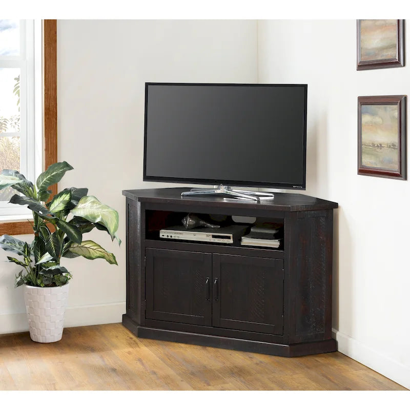 Meuble TV d'angle en bois massif de 50 pouces