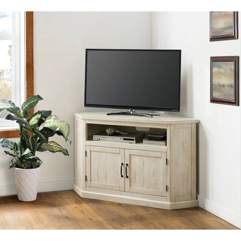 Meuble TV d'angle en bois massif de 50 pouces