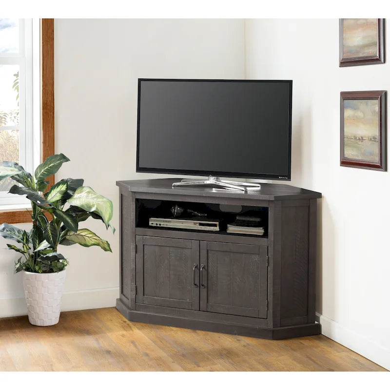 Meuble TV d'angle en bois massif de 50 pouces