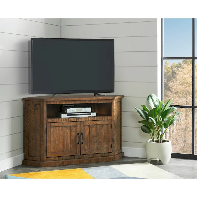 Meuble TV d'angle en bois massif de 50 pouces