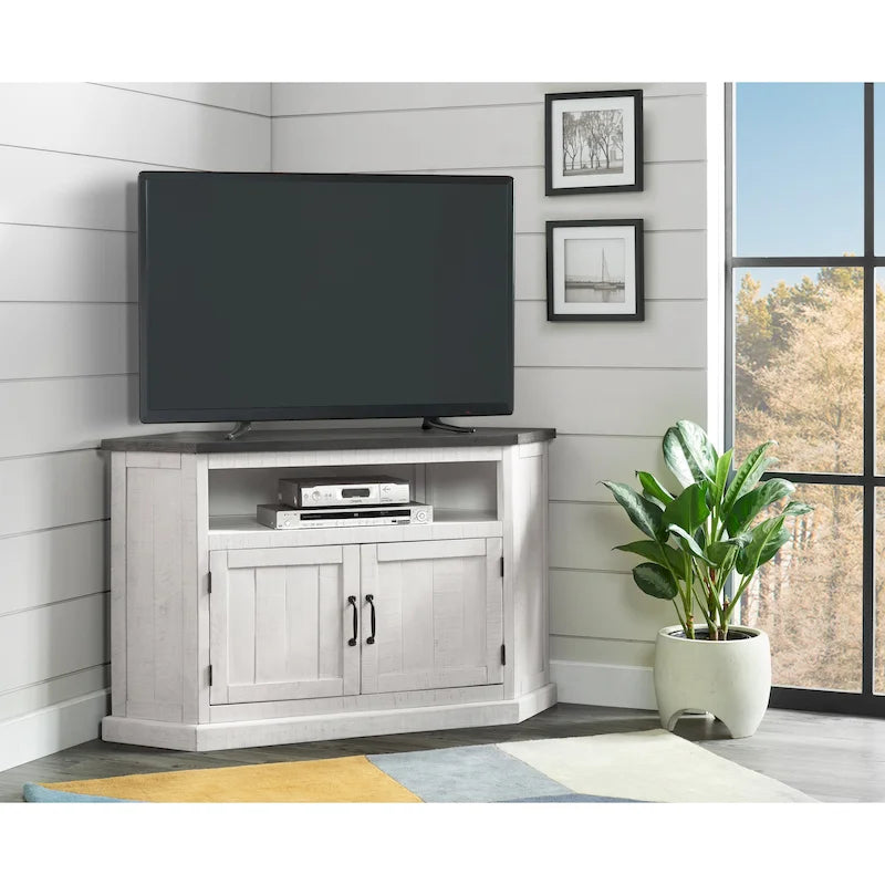 Meuble TV d'angle en bois massif de 50 pouces