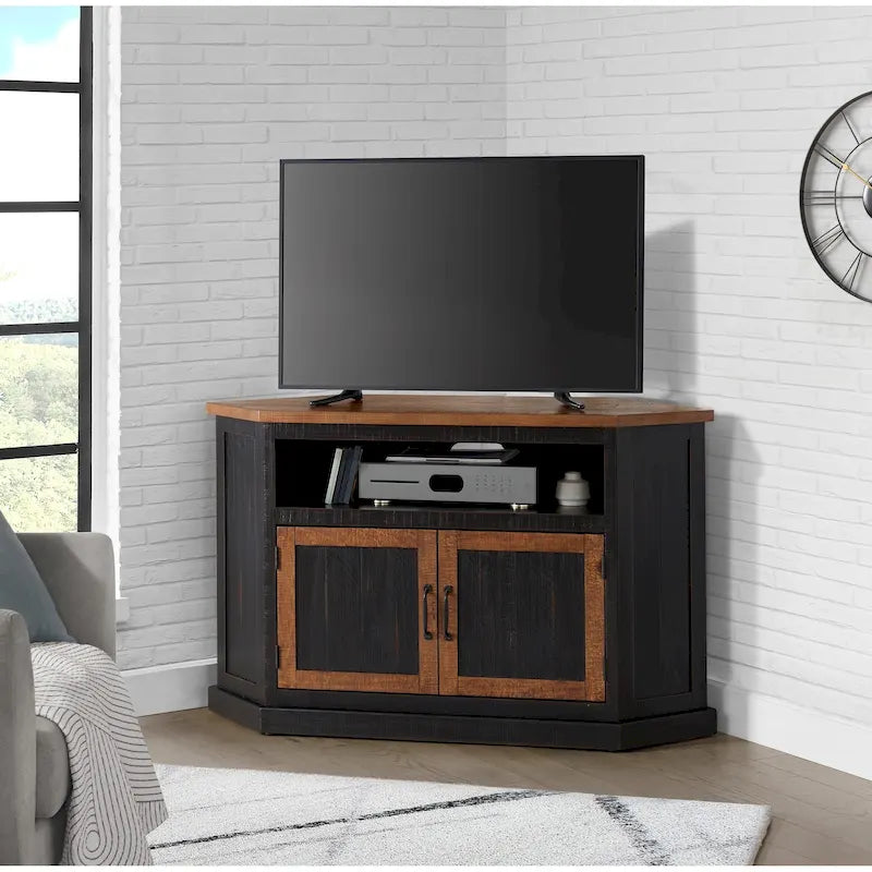 Meuble TV d'angle en bois massif de 50 pouces