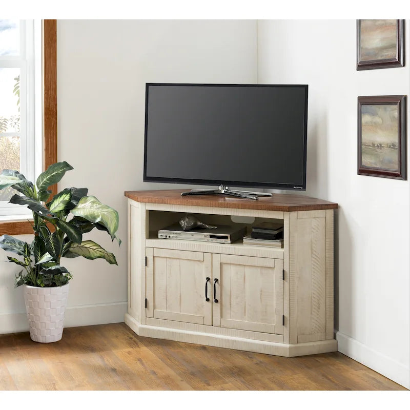 Meuble TV d'angle en bois massif de 50 pouces