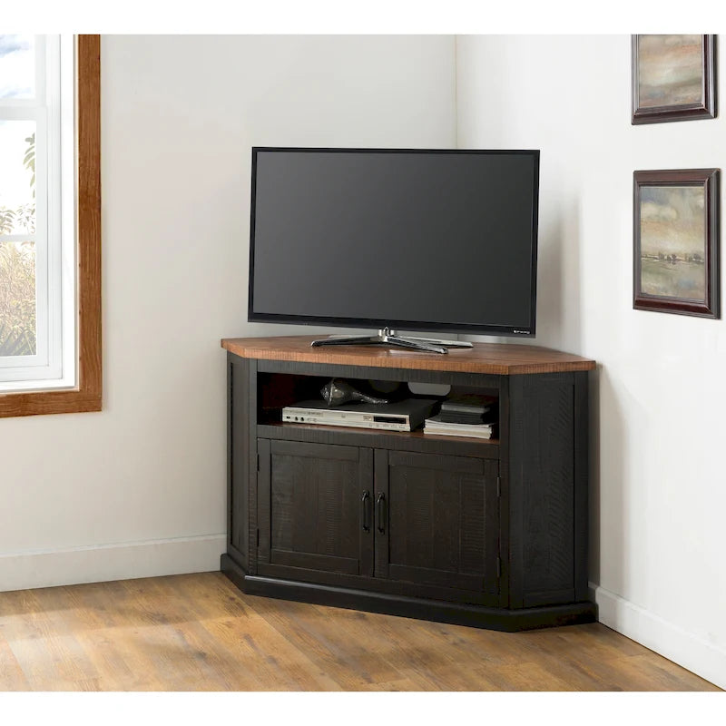 Meuble TV d'angle en bois massif de 50 pouces