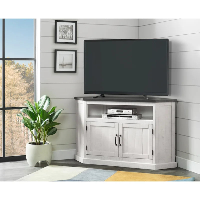 Meuble TV d'angle en bois massif de 50 pouces